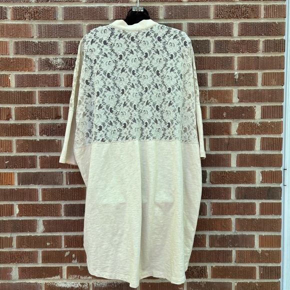 Logo By Lori Goldstein Laced Pockets Cotton Oversized Open Cardigan Sz M/L - Picture 4 of 7